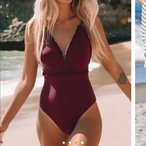 Cupshe red ruffle one piece